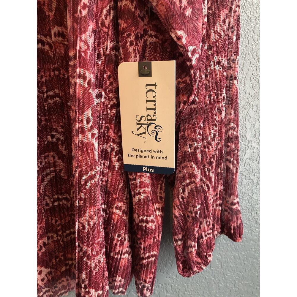 Terra &‎ Sky Womens Tunic Mesh Top 2X Long Sleeve Butterfly Shirt Boho Cottage - Picture 5 of 11